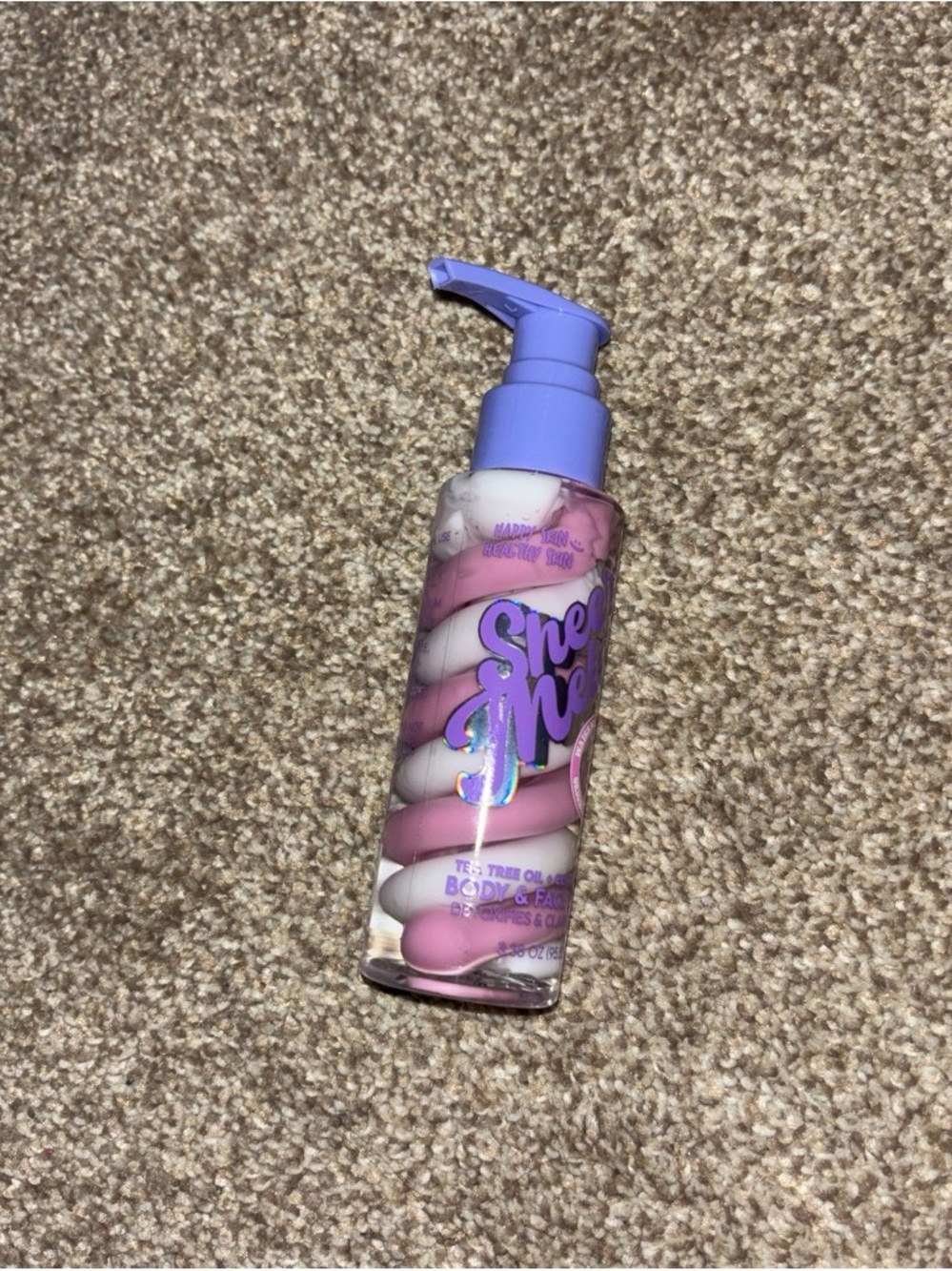 Shea Moisture Pink & White Swirl Body + Face Oil with Lavender Pump